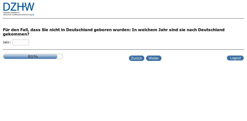 Für den Fall, dass Sie nicht in Deutschland geboren wurden: In welchem Jahr sind sie nach Deutschland gekommen?