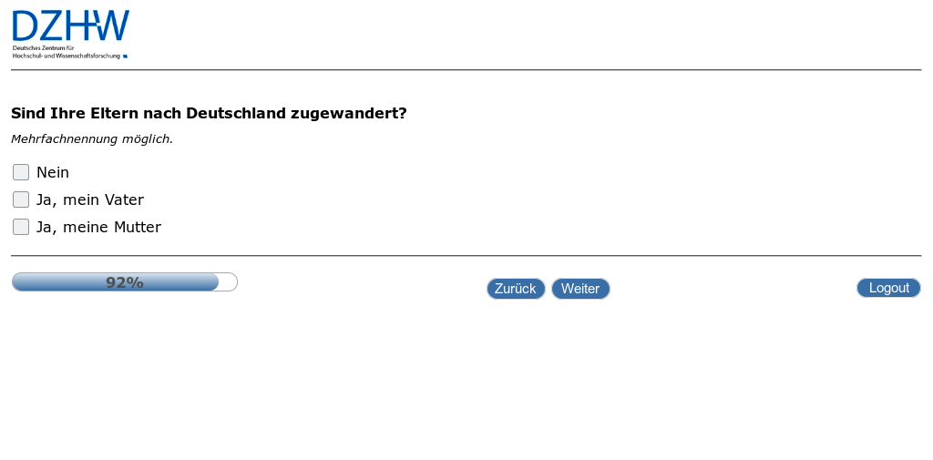 Sind Ihre Eltern nach Deutschland zugewandert?