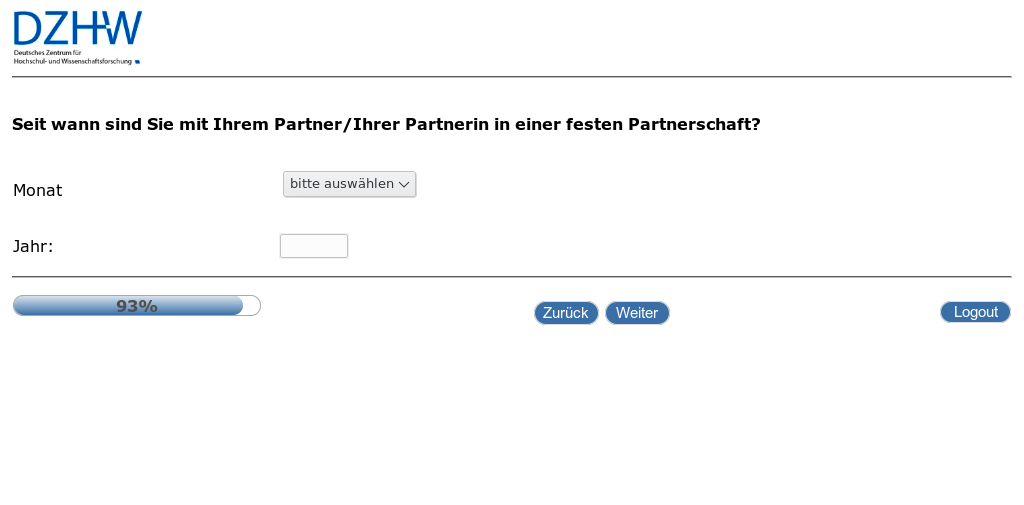 Seit wann sind Sie mit Ihrem Partner/Ihrer Partnerin in einer festen Partnerschaft?