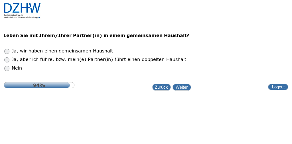Leben Sie mit Ihrem/Ihrer Partner(in) in einem gemeinsamen Haushalt?
