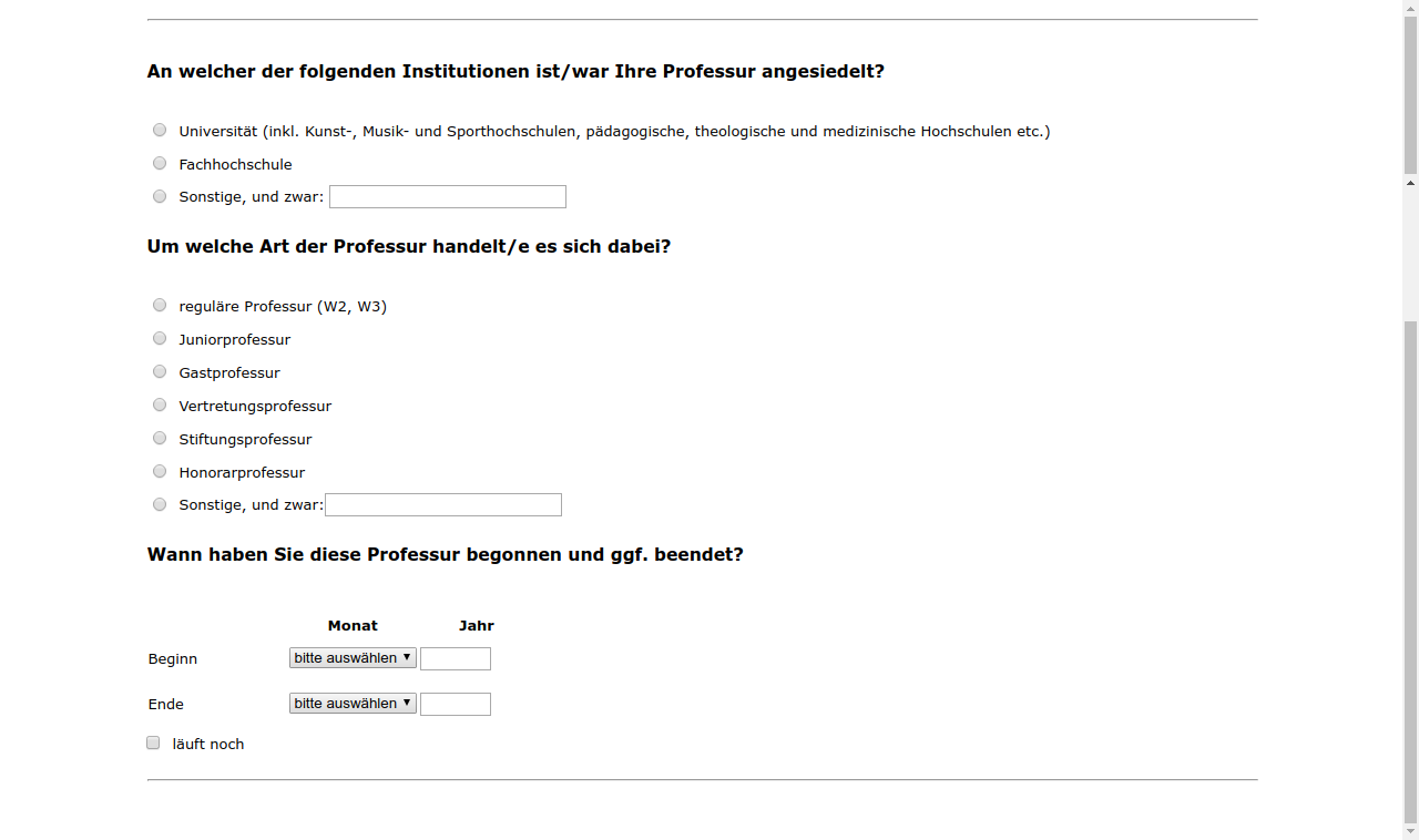 An welcher der folgenden Institutionen ist/war Ihre Professur angesiedelt?