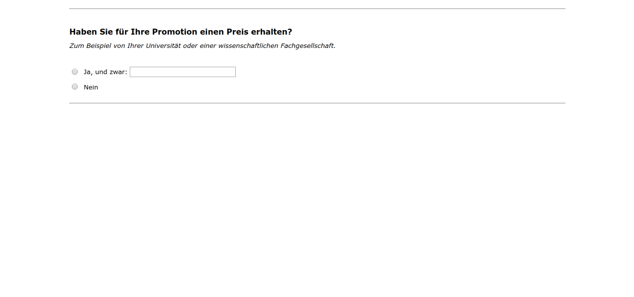 Haben Sie für Ihre Promotion einen Preis erhalten?