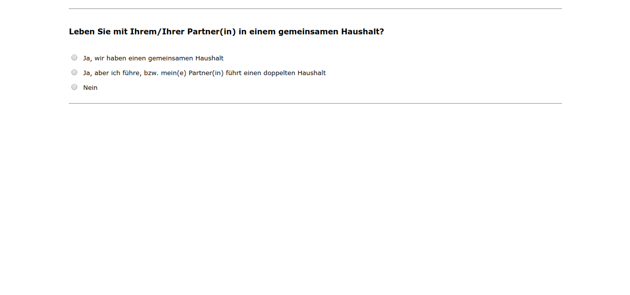 Leben Sie mit Ihrem/Ihrer Partner(in) in einem gemeinsamen Haushalt?