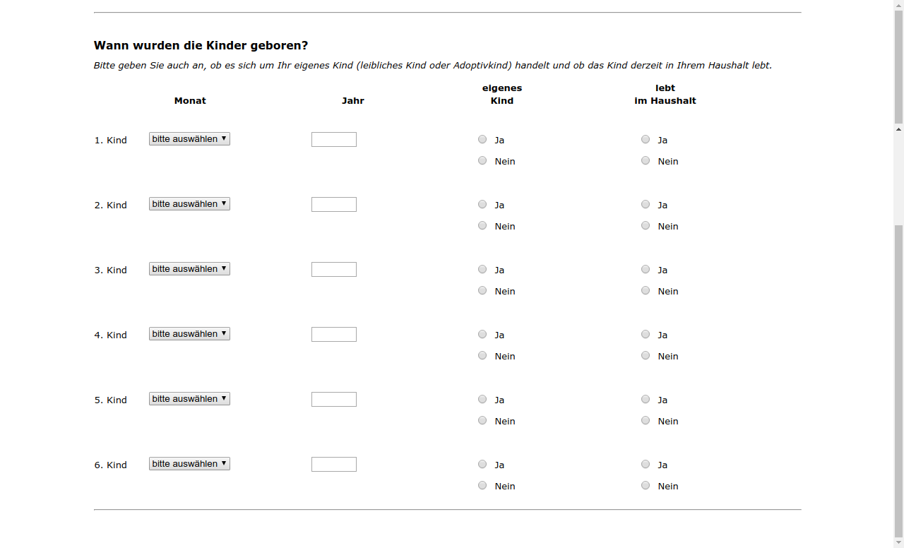 Wann wurden die Kinder geboren?