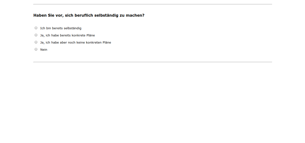 Haben Sie vor, sich beruflich selbständig zu machen?