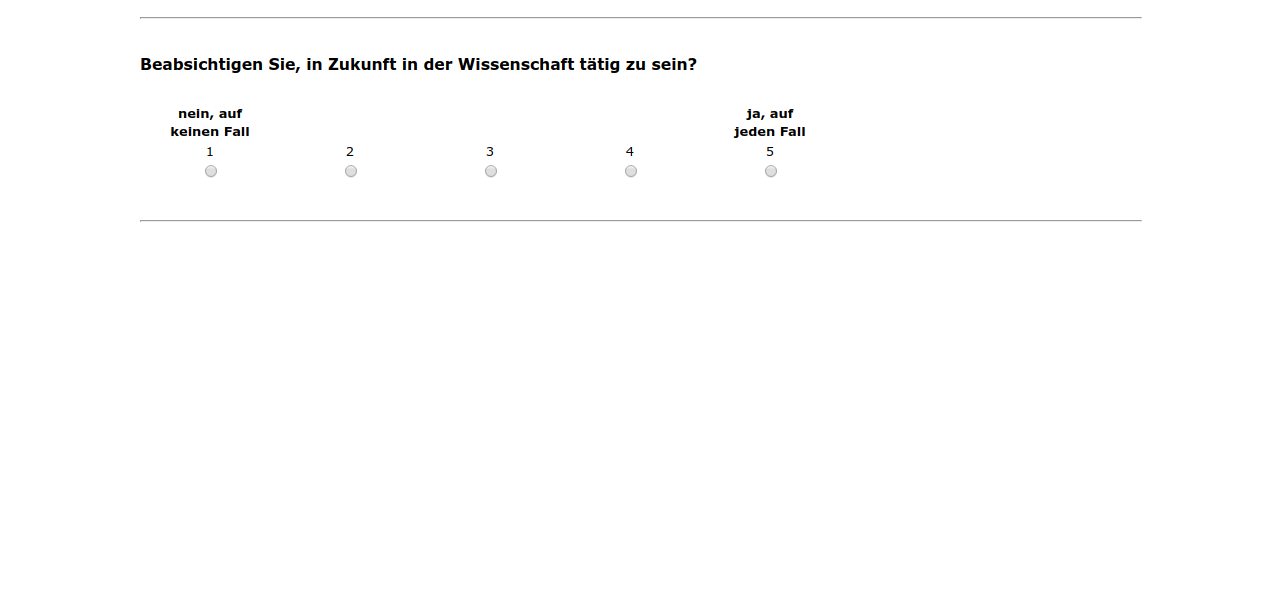 Beabsichtigen Sie, in Zukunft in der Wissenschaft tätig zu sein?