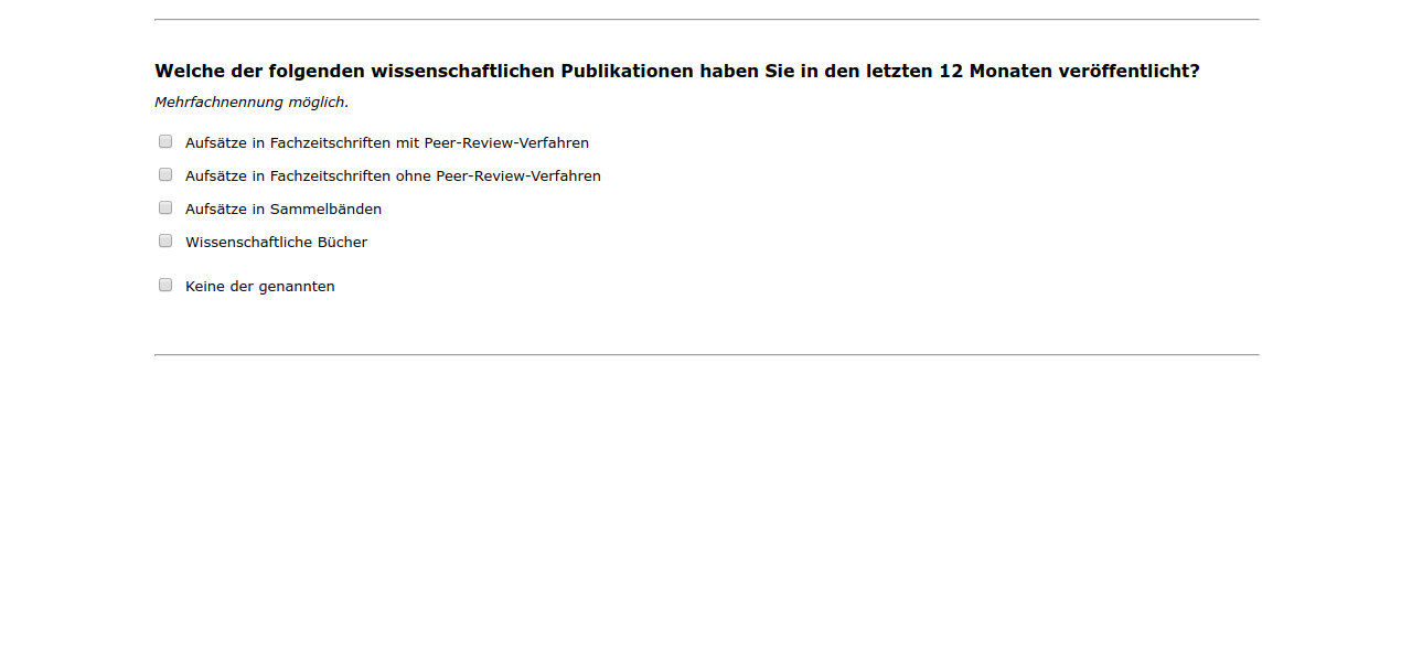 Welche der folgenden wissenschaftlichen Publikationen haben Sie in den letzten 12 Monaten veröffentlicht?