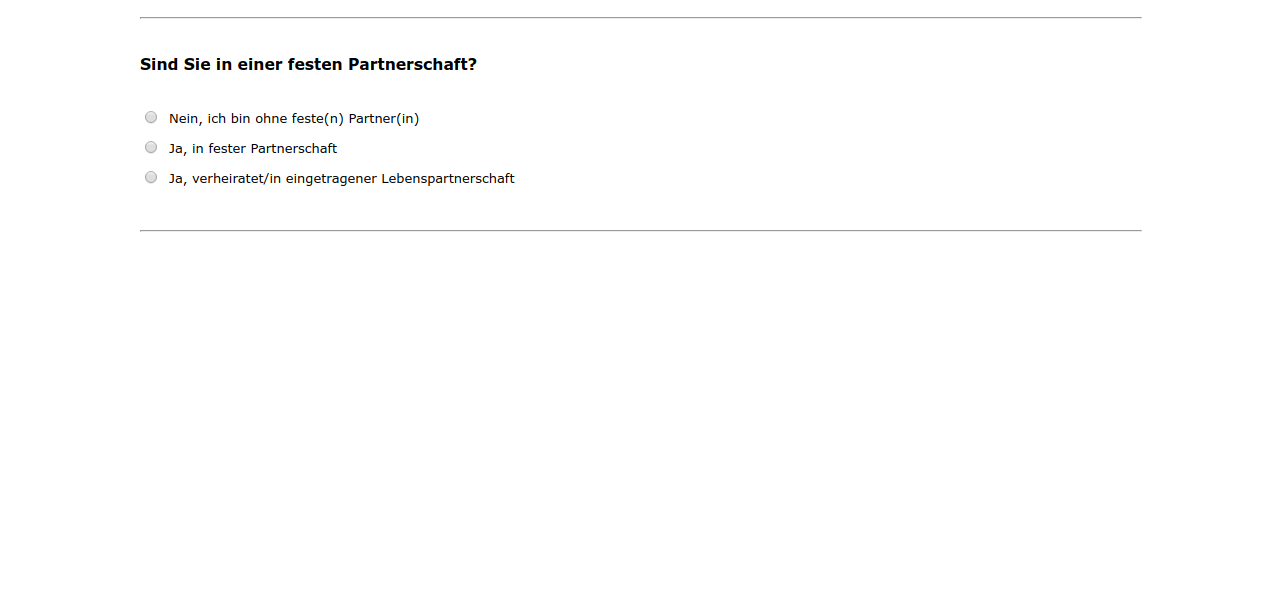Sind Sie in einer festen Partnerschaft?