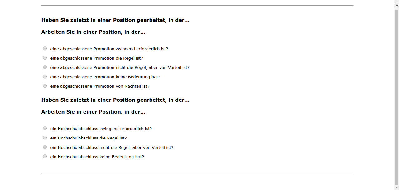 Haben Sie zuletzt in einer Position gearbeitet, in der...,Arbeiten Sie in einer Position, in der...