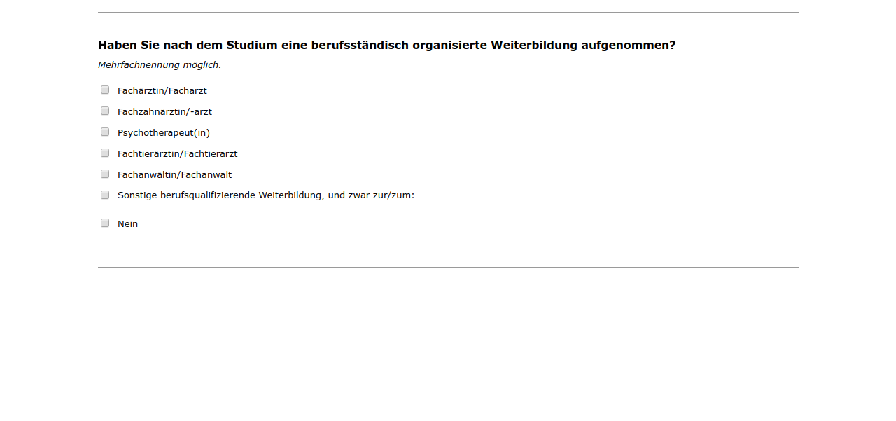 Haben Sie nach dem Studium eine berufsständisch organisierte Weiterbildung aufgenommen?