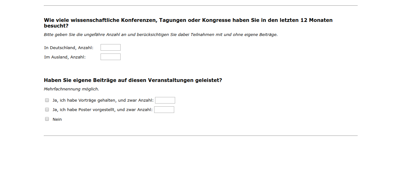 Wie viele wissenschaftliche Konferenzen, Tagungen oder Kongresse haben Sie in den letzten 12 Monaten besucht?