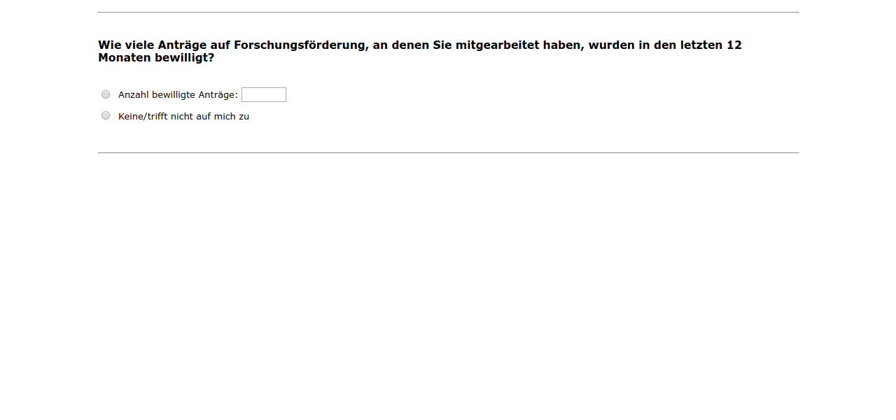 Wie viele Anträge auf Forschungsförderung, an denen Sie mitgearbeitet haben, wurden in den letzten 12 Monaten bewilligt?