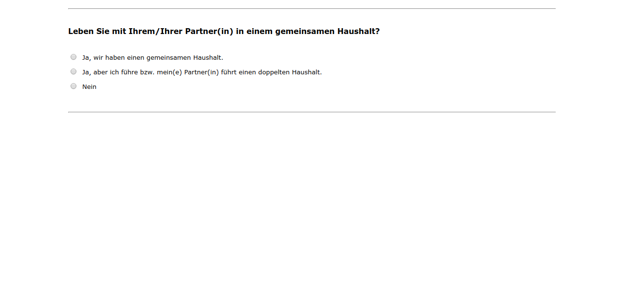 Leben Sie mit Ihrem/Ihrer Partner(in) in einem gemeinsamen Haushalt?