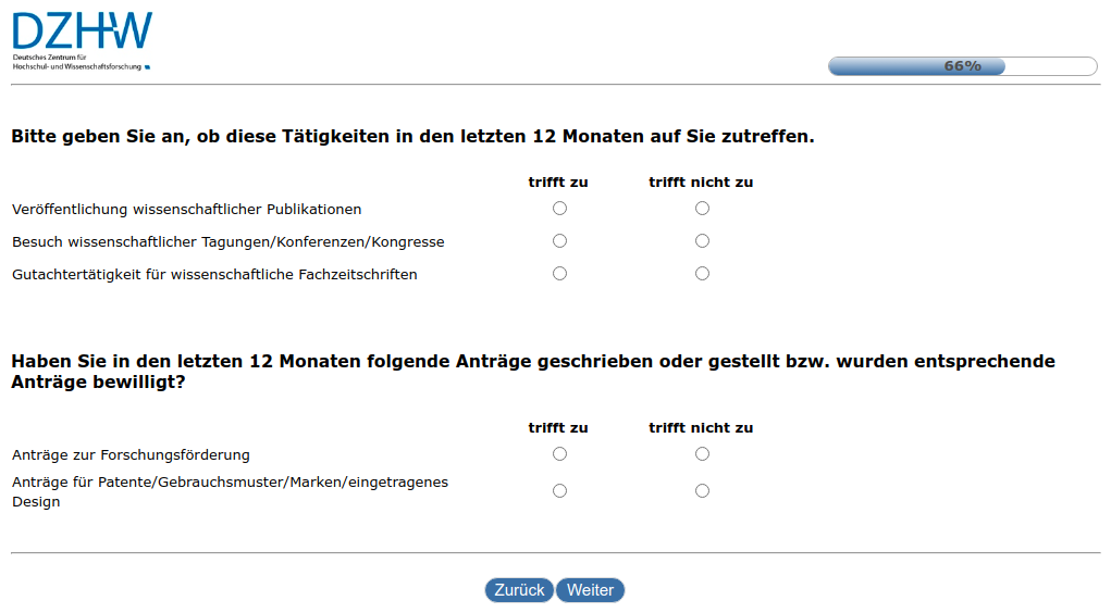 Bitte geben Sie an, ob diese Tätigkeiten in den letzten 12 Monaten auf Sie zutreffen.