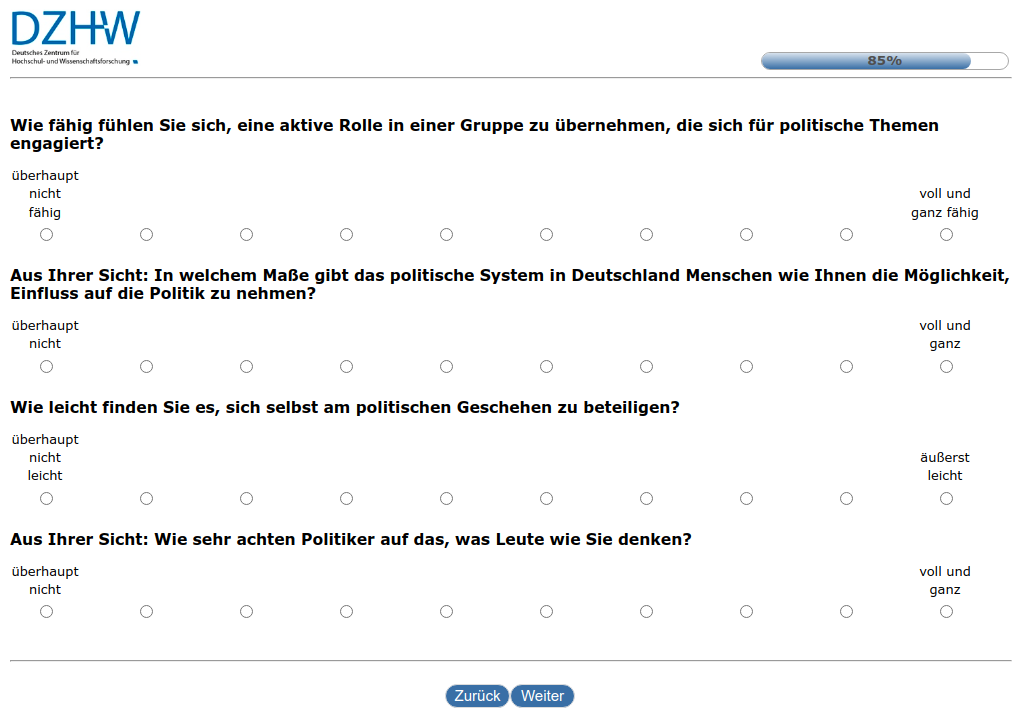 Wie fähig fühlen Sie sich, eine aktive Rolle in einer Gruppe zu übernehmen, die sich für politische Themen engagiert?