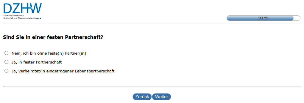 Sind Sie in einer festen Partnerschaft?