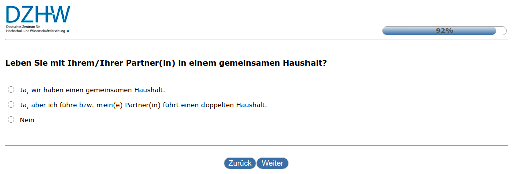Leben Sie mit Ihrem/Ihrer Partner(in) in einem gemeinsamen Haushalt?