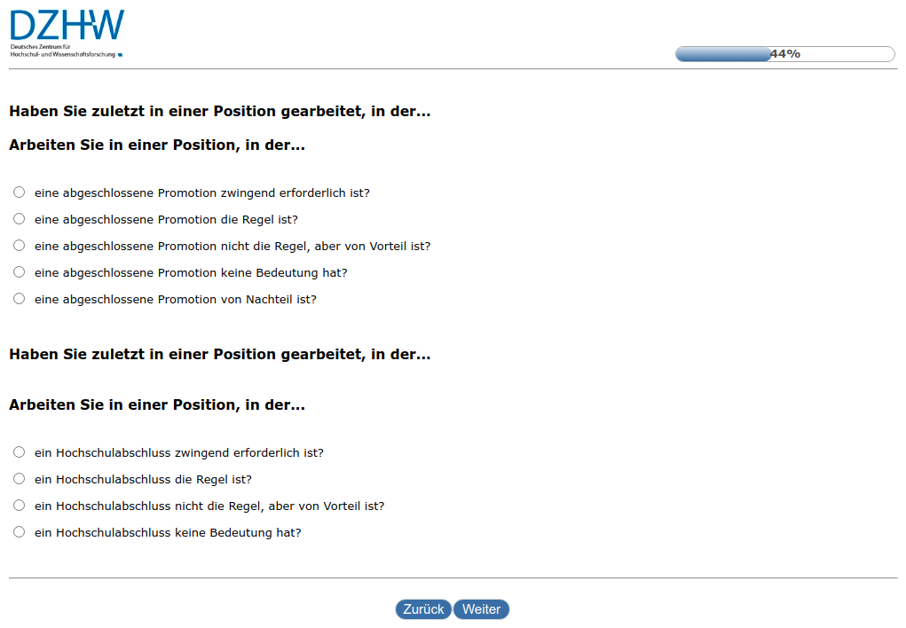 Haben Sie zuletzt in einer Position gearbeitet, in der...,Arbeiten Sie in einer Position, in der...Haben Sie zuletzt in einer Position gearbeitet, in der...,Arbeiten Sie in einer Position, in der...