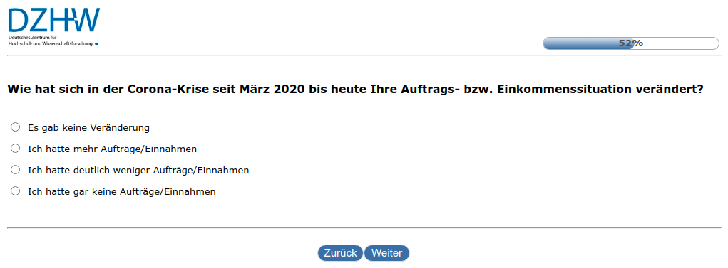 Wie hat sich in der Corona-Krise seit März 2020 bis heute Ihre Auftrags- bzw. Einkommenssituation verändert?