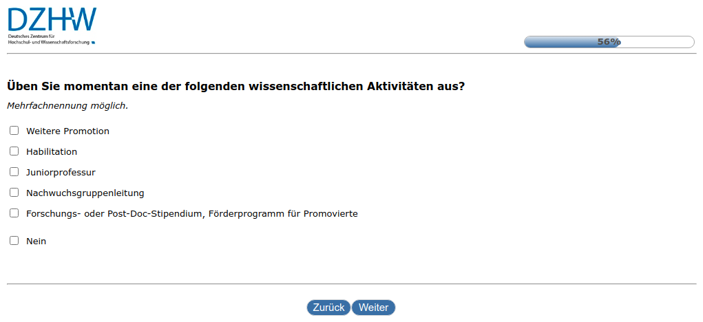 Üben Sie momentan eine der folgenden wissenschaftlichen Aktivitäten aus?
