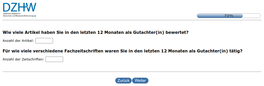 Wie viele Artikel haben Sie in den letzten 12 Monaten als Gutachter(in) bewertet?