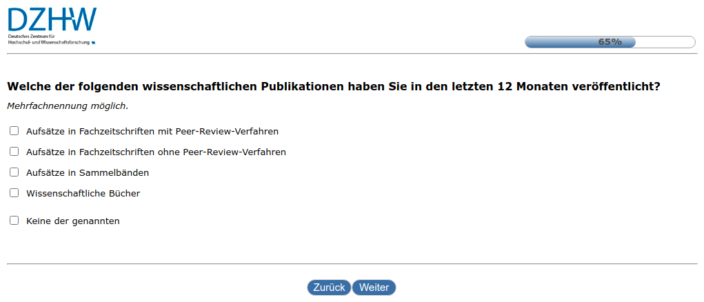 Welche der folgenden wissenschaftlichen Publikationen haben Sie in den letzten 12 Monaten veröffentlicht?
