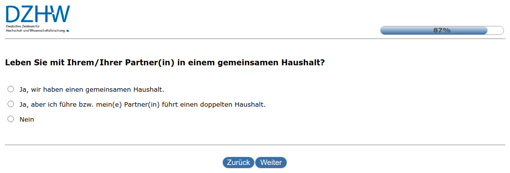 Leben Sie mit Ihrem/Ihrer Partner(in) in einem gemeinsamen Haushalt?