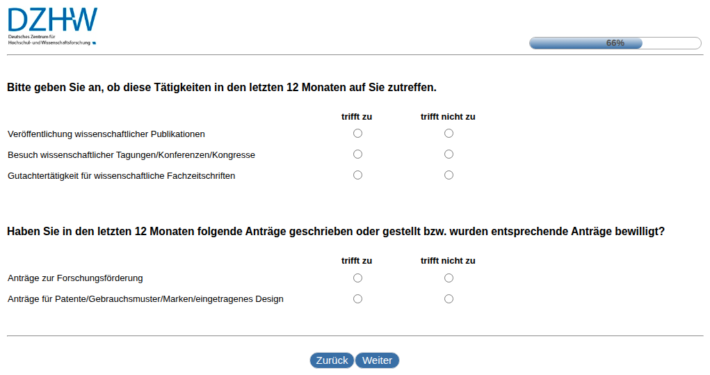 Bitte geben Sie an, ob diese Tätigkeiten in den letzten 12 Monaten auf Sie zutreffen. , Haben Sie in den letzten 12 Monaten folgende Anträge geschrieben oder gestellt bzw. wurden entsprechende Anträge bewilligt?