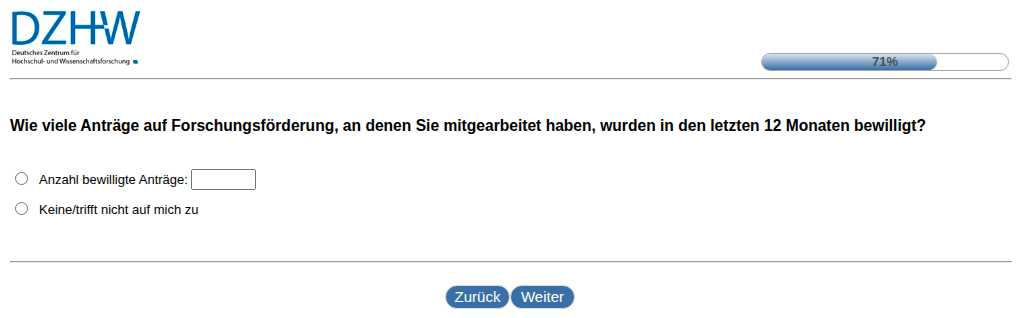 Wie viele Anträge auf Forschungsförderung, an denen Sie mitgearbeitet haben, wurden in den letzten 12 Monaten bewilligt?
