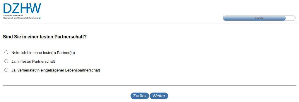 Sind Sie in einer festen Partnerschaft?