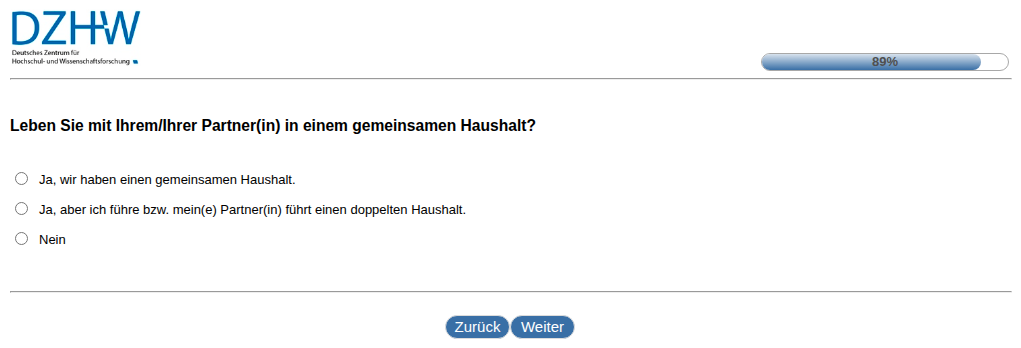 Leben Sie mit Ihrem/Ihrer Partner(in) in einem gemeinsamen Haushalt?