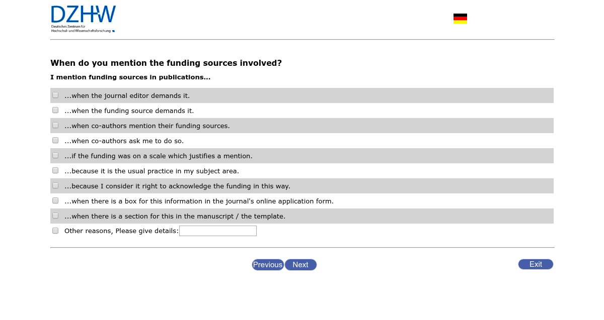 When do you mention the funding sources involved? I mention funding sources in publications…