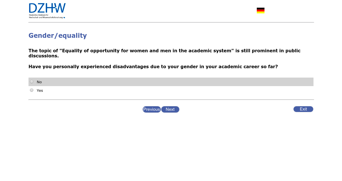 Have you personally experienced disadvantages due to your gender in your academic career so far?