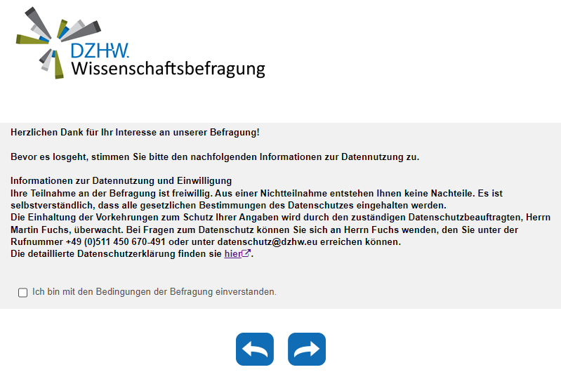 Bevor es losgeht, stimmen Sie bitte den nachfolgenden Informationen zur Datennutzung zu.