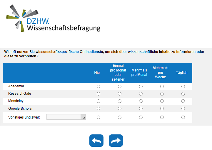 Wie oft nutzen Sie wissenschaftsspezifische Onlinedienste, um sich über wissenschaftliche Inhalte zu informieren oder diese zu verbreiten?