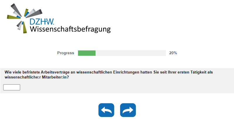 Wie viele befristete Arbeitsverträge an wissenschaftlichen Einrichtungen hatten Sie seit Ihrer ersten Tätigkeit als wissenschaftliche:r Mitarbeiter:in?