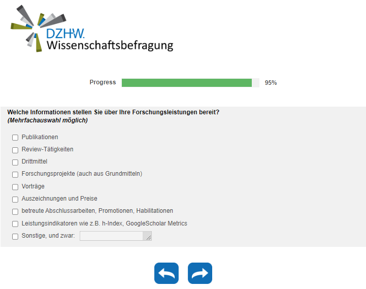 Welche Informationen stellen Sie über Ihre Forschungsleistungen bereit?