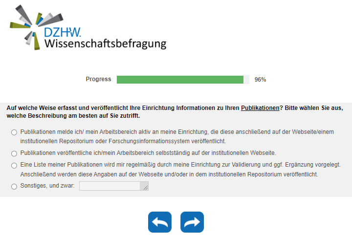 Auf welche Weise erfasst und veröffentlicht Ihre Einrichtung Informationen zu Ihren Publikationen?
