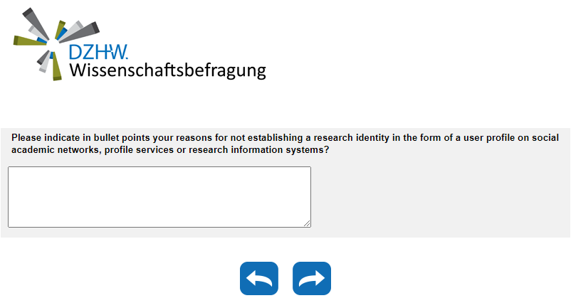 Please indicate in bullet points your reasons for not establishing a research identity in the form of a user profile on social academic networks, profile services or research information systems?