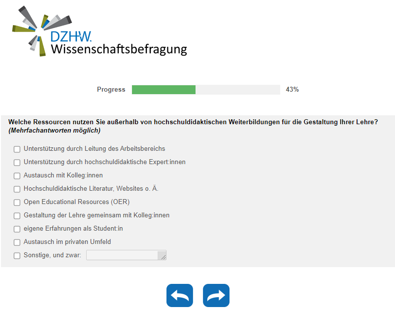 Welche Ressourcen nutzen Sie außerhalb von hochschuldidaktischen Weiterbildungen für die Gestaltung Ihrer Lehre?
