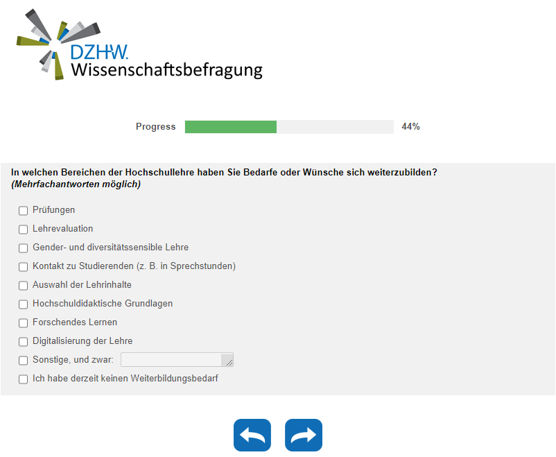 In welchen Bereichen der Hochschullehre haben Sie Bedarfe oder Wünsche sich weiterzubilden?