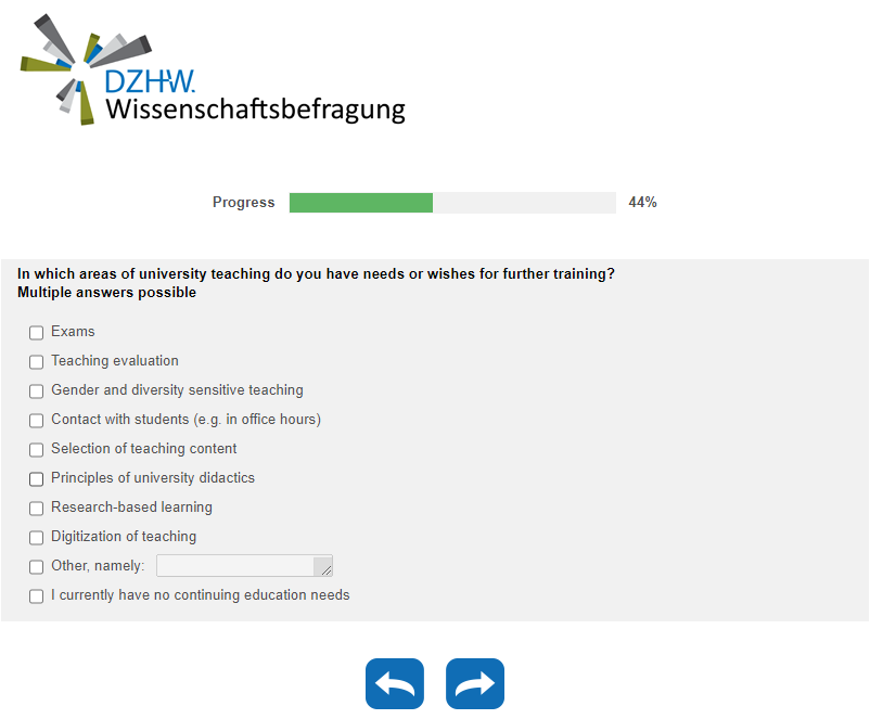 In which areas of university teaching do you have needs or wishes for further training?