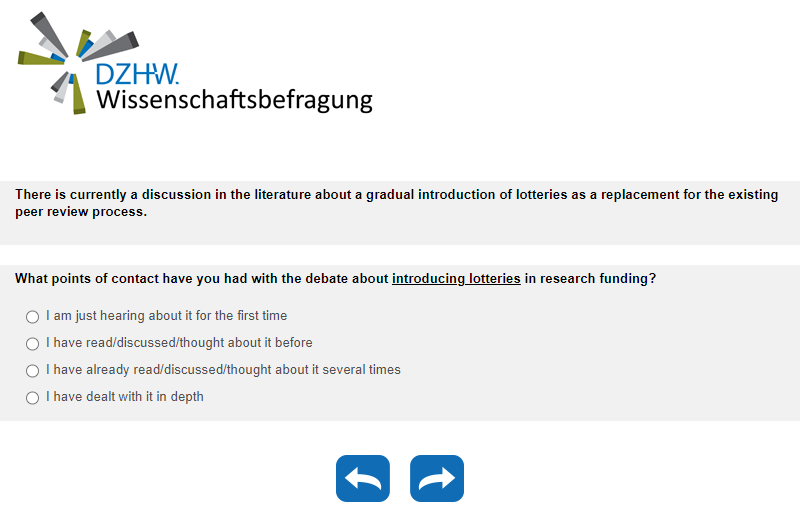 What points of contact have you had with the debate about introducing lotteries in research funding?