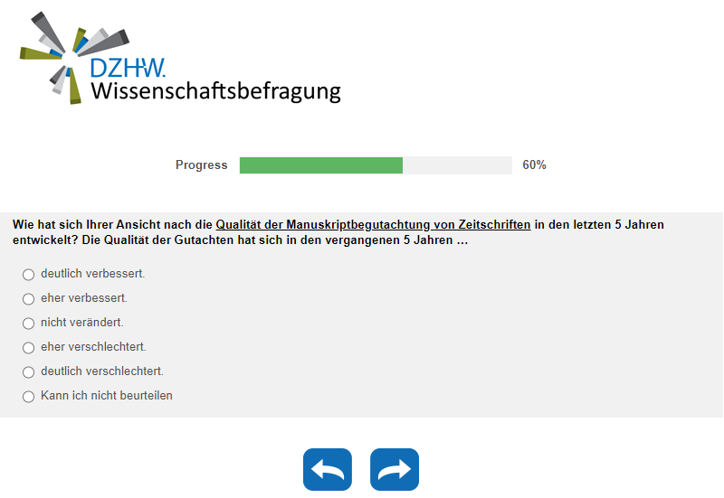 Wie hat sich Ihrer Ansicht nach die Qualität der Manuskriptbegutachtung von Zeitschriften in den letzten 5 Jahren entwickelt? Die Qualität der Gutachten hat sich in den vergangenen 5 Jahren …