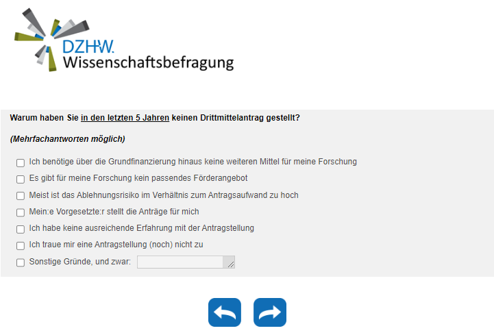 Warum haben Sie in den letzten 5 Jahren keinen Drittmittelantrag gestellt?