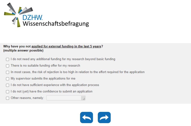 Why have you not applied for external funding in the last 5 years?