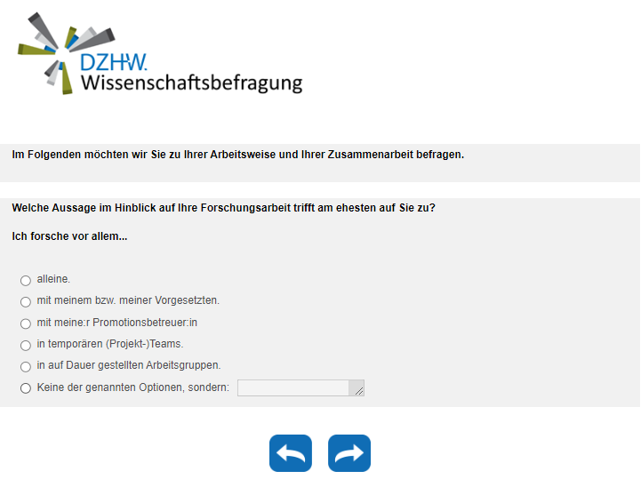 Welche Aussage im Hinblick auf Ihre Forschungsarbeit trifft am ehesten auf Sie zu? Ich forsche vor allem...
