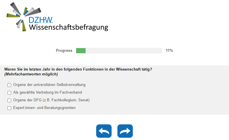 Waren Sie im letzten Jahr in den folgenden Funktionen in der Wissenschaft tätig?