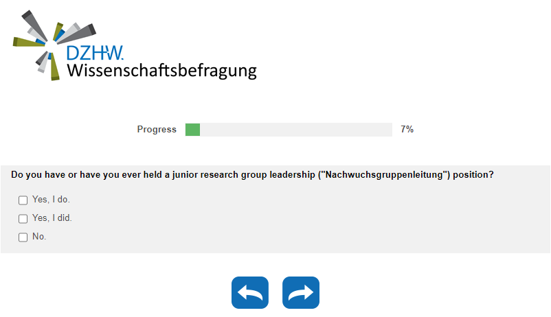 Do you have or have you ever held a junior research group leadership ("Nachwuchsgruppenleitung") position?