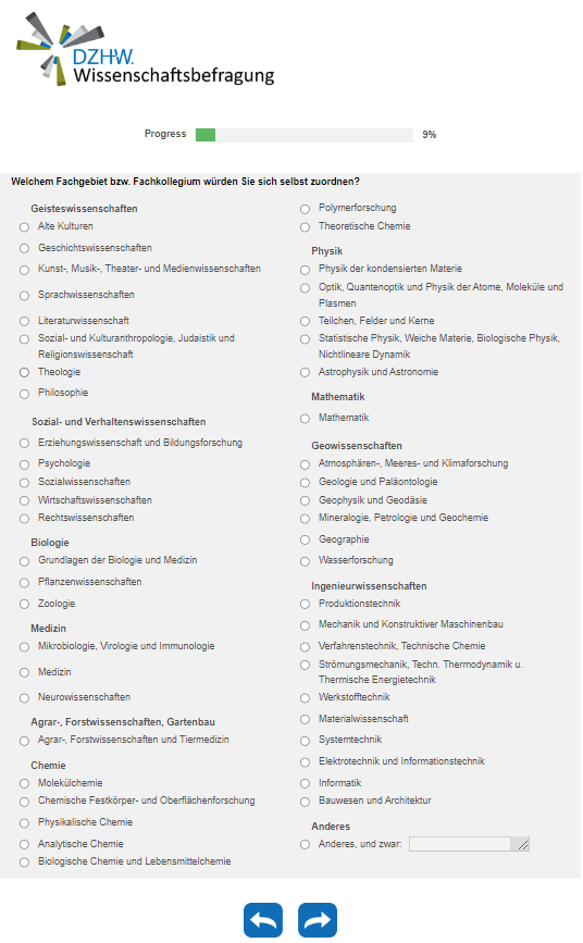 Welchem Fachgebiet bzw. Fachkollegium würden Sie sich selbst zuordnen?